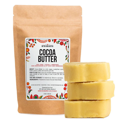 Cocoa Butter - 8 Oz Block, Deeply Moisturizes Skin, Diminishes Scars, Stretch Marks, Soothes Dry Skin