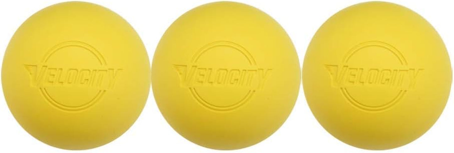 Massage Lacrosse Ball for Muscle Knots, Myofascial Release, Yoga & Trigger Point Therapy - Firm Rubber Scientifically Designed for Durability and Reliability - Yellow, 3-Pack