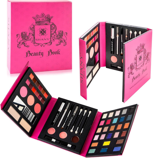 Beauty Book Makeup Kit All in One Travel Makeup Set - 35 Colors Eye Shadow, Eye Brow Makeup, Makeup Blushes, Powder Palette,10 Lip Colors, Eyeliner Pens & Makeup Mirror - Holiday Makeup Gift