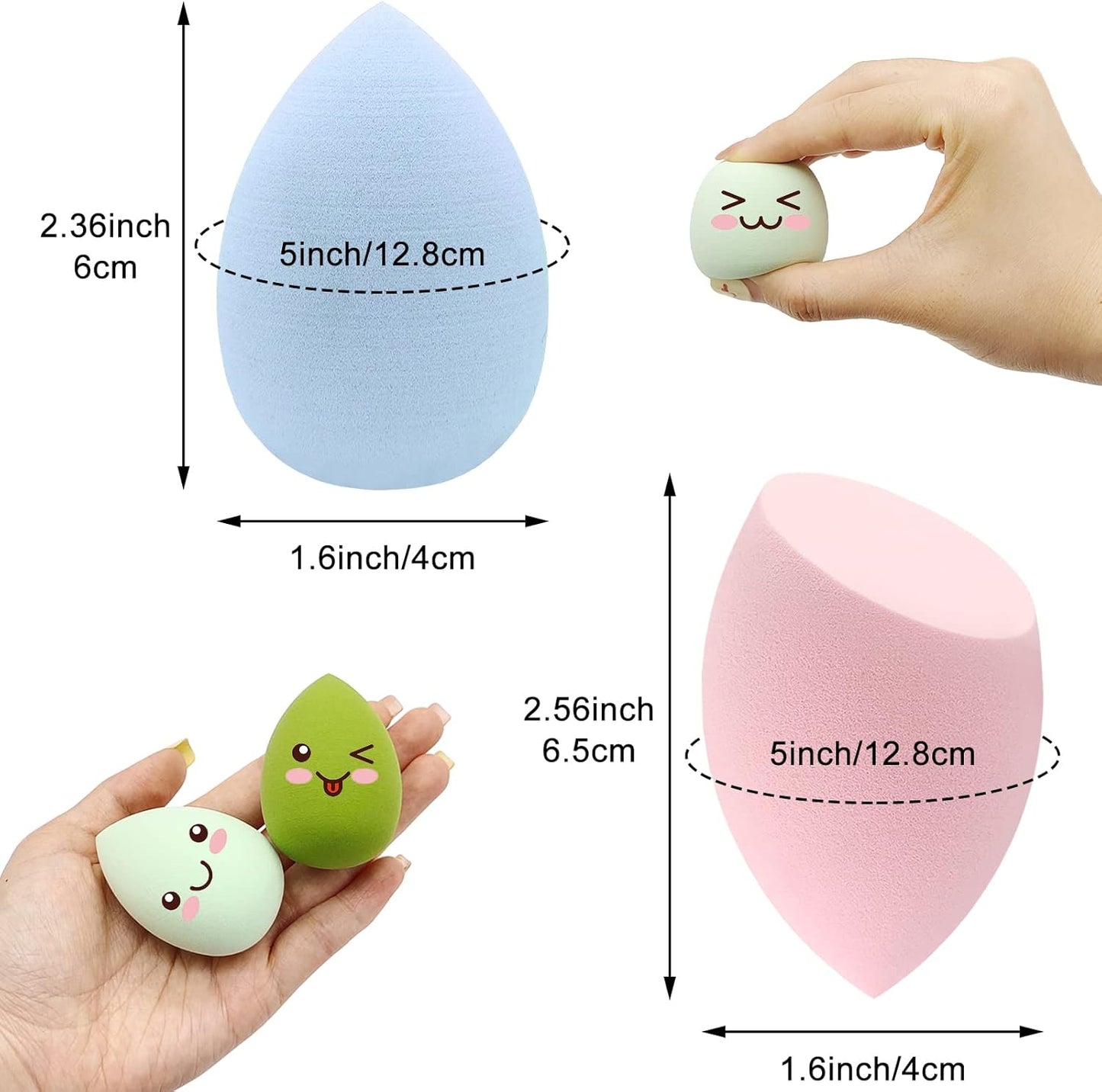 12 Pieces Professional Makeup Sponge Set,Latex Free Flawless Soft Setting Face Puffs,Multicolor Beauty Sponge Blender Cosmetic Applicator for Powder,Liquid,Facial Makeup Tools