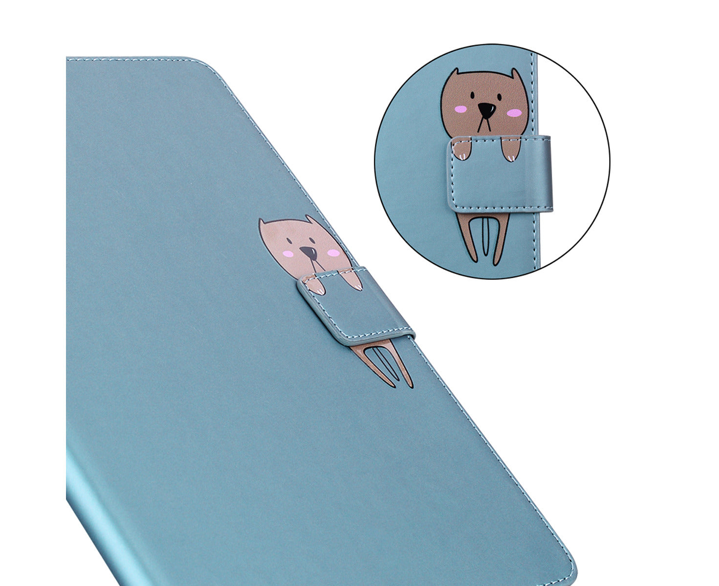 PU Leather Folio Stand Wallet Cover Case with Pencil Holder Card Slot for Samsung Galaxy Tab A7 Lite 8.7 Inch -Blue