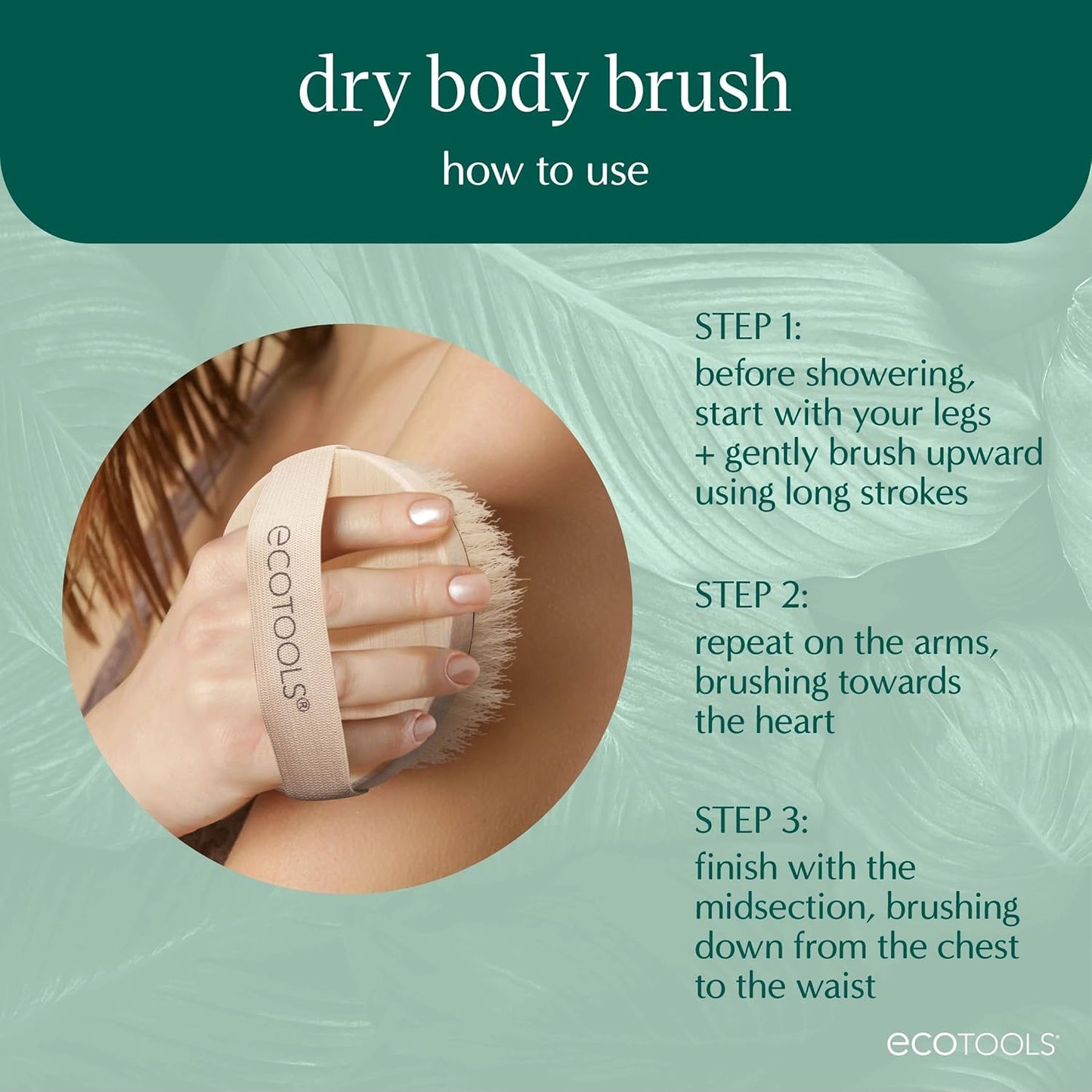 Dry Body Brush, Cruelty-Free Bristles Exfoliate & Smooth Skin, Dry Brushing Removes Dry Skin, May Help Improve Circulation & Skin Tone, Eco-Friendly Skincare Tool, Vegan, 1 Count