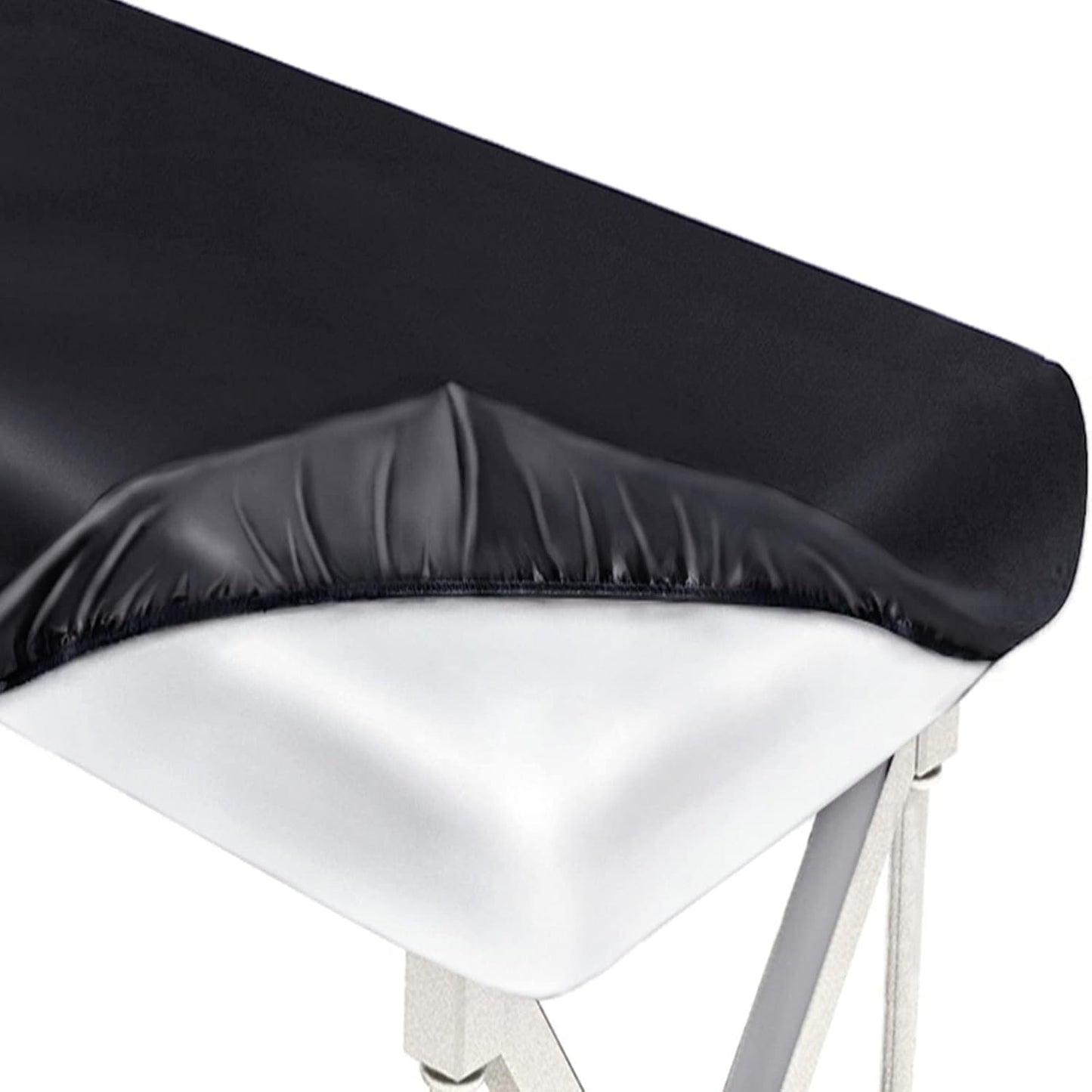 Massage Table Cover, Silky Massage Table Sheets(36" W X 77" L X 7" D), Reusable Spa Bed Sheets Salon Table Protective Cover, Satin & Wrinkle-Resistant, Machine Washable, Black