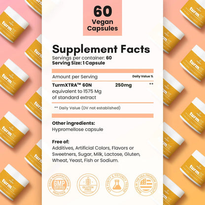 Turmeric Supplement Supports Joint Immune System Brain Skin 250 Mg per Capsule