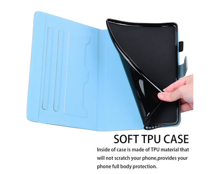 PU Leather Folio Stand Wallet Cover Case with Pencil Holder Card Slot for Samsung Galaxy Tab A7 Lite 8.7 Inch -Blue