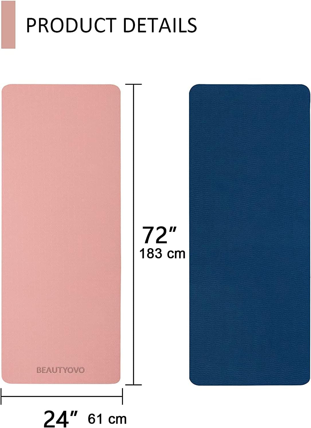 Yoga Mat with Strap, 1/3| 1/4 Inch Extra Thick Yoga Mat Double-Sided Non Slip, Professional TPE| PVC Yoga Mats for Women Men, Workout Mat for Yoga, Pilates and Floor Exercises