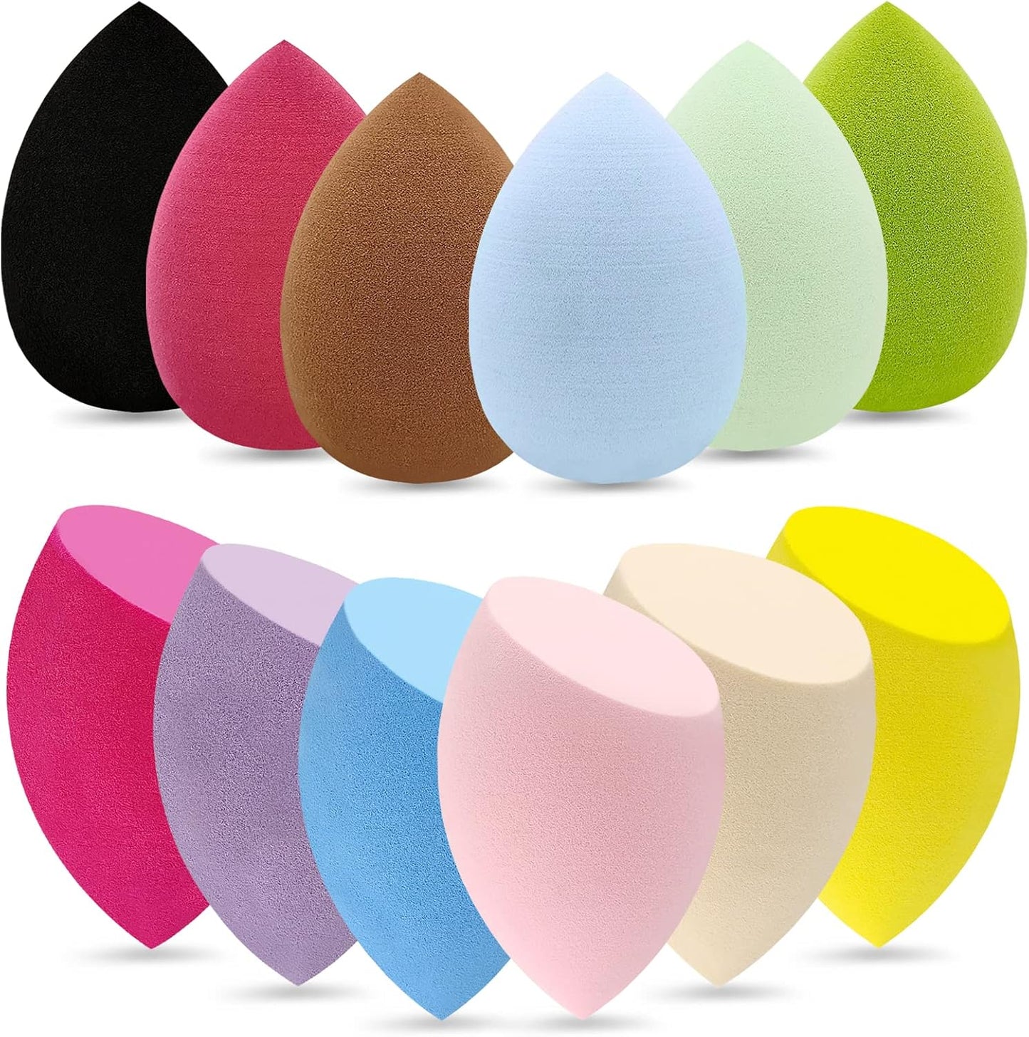 12 Pieces Professional Makeup Sponge Set,Latex Free Flawless Soft Setting Face Puffs,Multicolor Beauty Sponge Blender Cosmetic Applicator for Powder,Liquid,Facial Makeup Tools