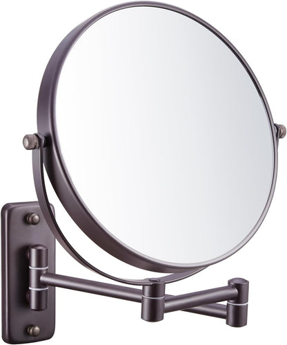 8 Inch Wall Mounted Makeup Mirror, 1X/7X Magnifying Mirror, Double Sided Vanity Makeup Mirror for Bathroom, Bronze