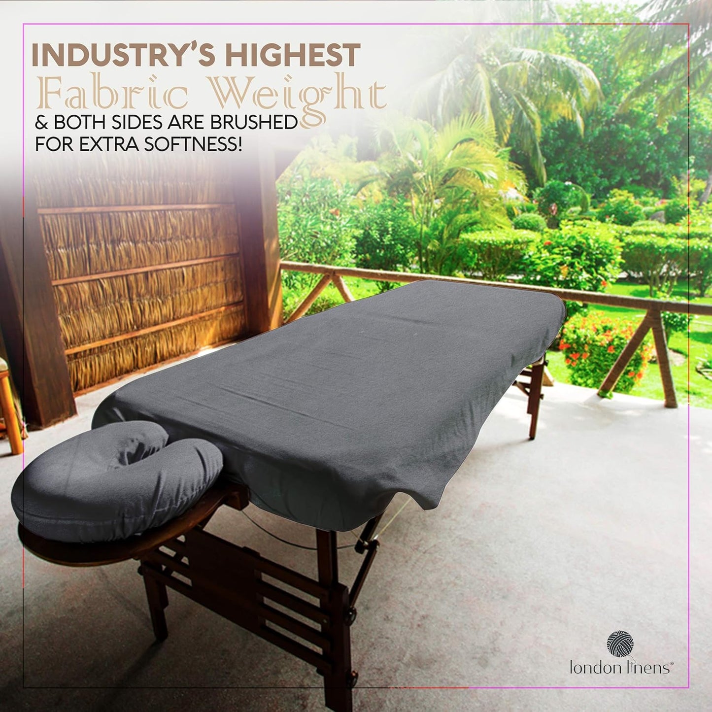 3 Piece Set Massage Table Sheets Set - 100% Natural Cotton Flannel- Includes Massage Table Cover, Massage Fitted Sheet, and Massage Face Rest Cover (Charcoal Grey)