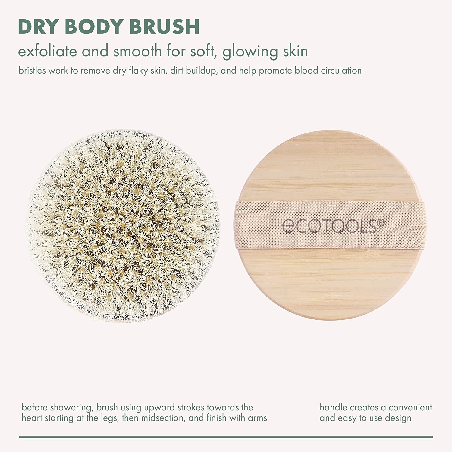 Dry Body Brush, Cruelty-Free Bristles Exfoliate & Smooth Skin, Dry Brushing Removes Dry Skin, May Help Improve Circulation & Skin Tone, Eco-Friendly Skincare Tool, Vegan, 1 Count