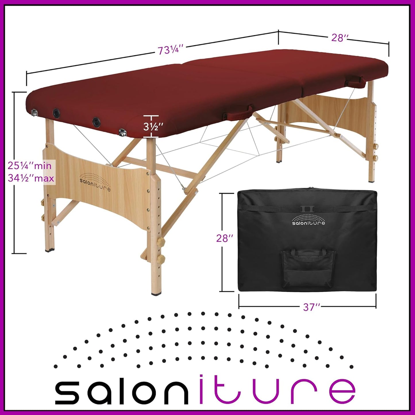 Basic Portable Folding Massage Table - Burgundy