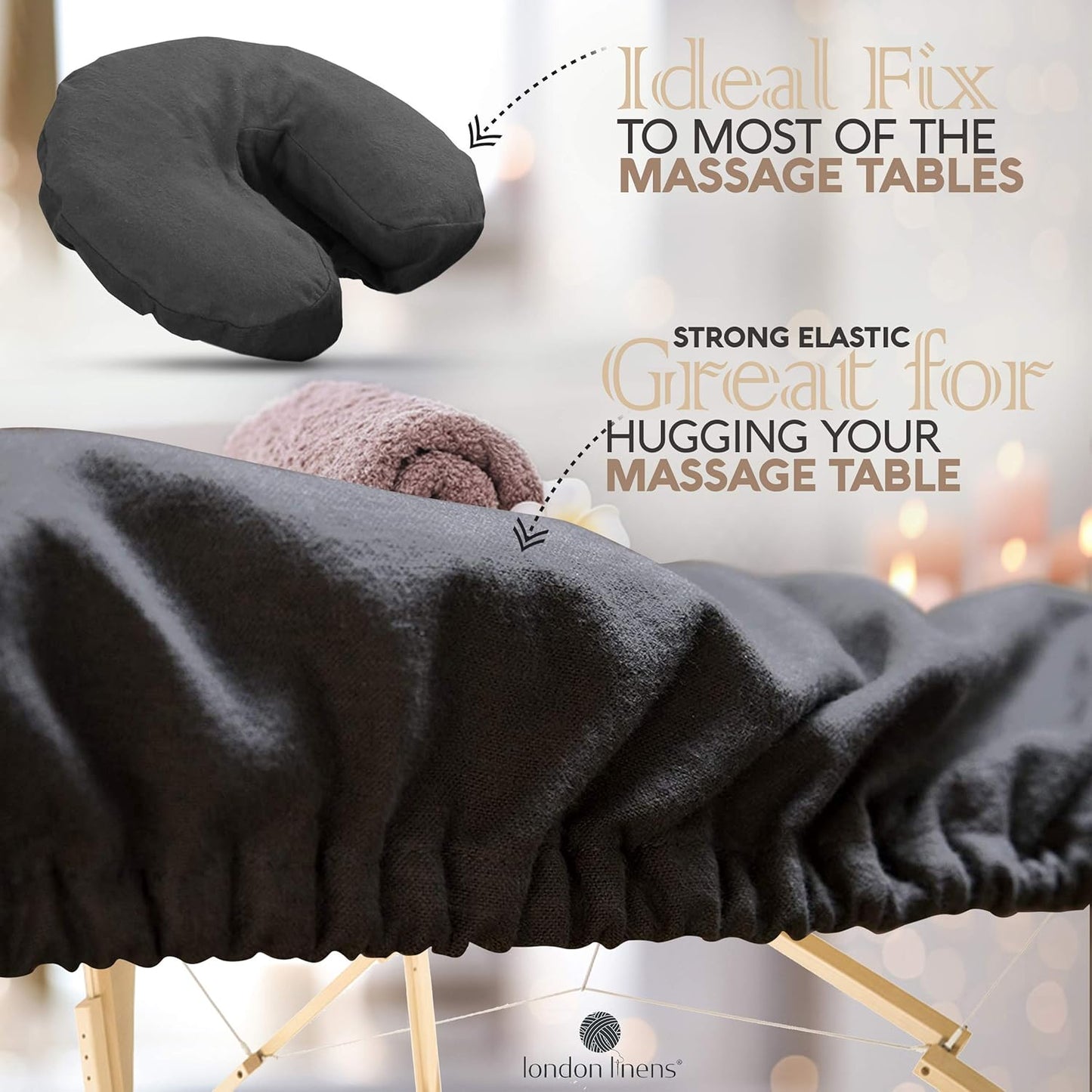 3 Piece Set Massage Table Sheets Set - 100% Natural Cotton Flannel- Includes Massage Table Cover, Massage Fitted Sheet, and Massage Face Rest Cover (Charcoal Grey)