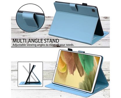 PU Leather Folio Stand Wallet Cover Case with Pencil Holder Card Slot for Samsung Galaxy Tab A7 Lite 8.7 Inch -Blue