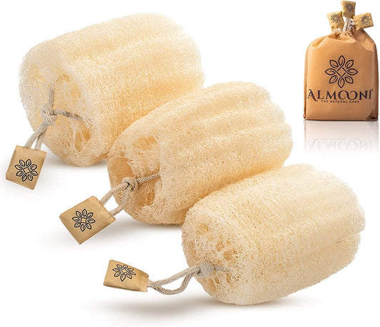 Egyptian Loofah Exfoliating Body Scrubber, Natural Real Egyptian Shower Loofah Sponge Body Scrubber for Women and Men, for Body and Face That Will Get You Clean - 3 Count (1 Pack)