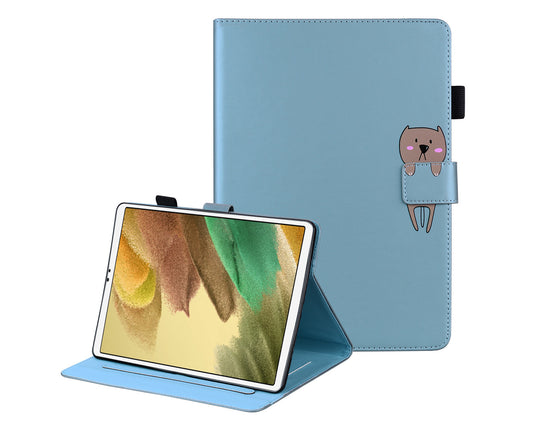 PU Leather Folio Stand Wallet Cover Case with Pencil Holder Card Slot for Samsung Galaxy Tab A7 Lite 8.7 Inch -Blue