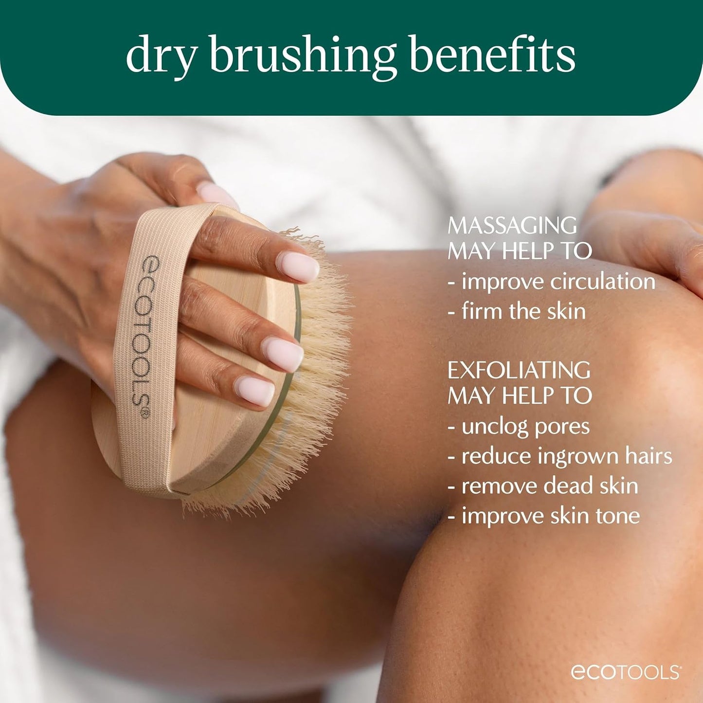 Dry Body Brush, Cruelty-Free Bristles Exfoliate & Smooth Skin, Dry Brushing Removes Dry Skin, May Help Improve Circulation & Skin Tone, Eco-Friendly Skincare Tool, Vegan, 1 Count