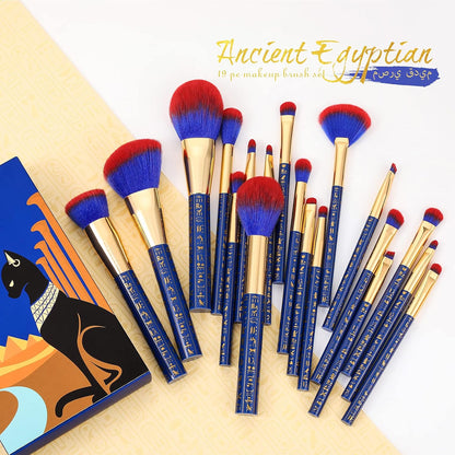 Makeup Brushes 19Pcs Makeup Brush Set Premium Gift Synthetic Powder Kabuki Foundation Contour Blush Concealer Eye Shadow Blending Liner Make up Brush Kit, Ancient Egyptian Series