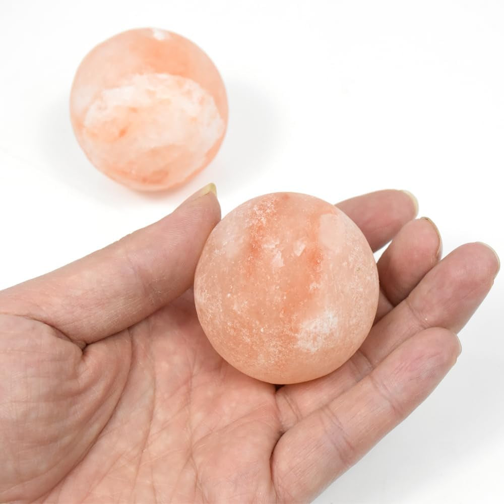 2 Pcs Ball Himalayan Salt Massage Stones Hot Massage Cold Massage Stones Set Warm Rocks Kit for Facial SPA1.97IN